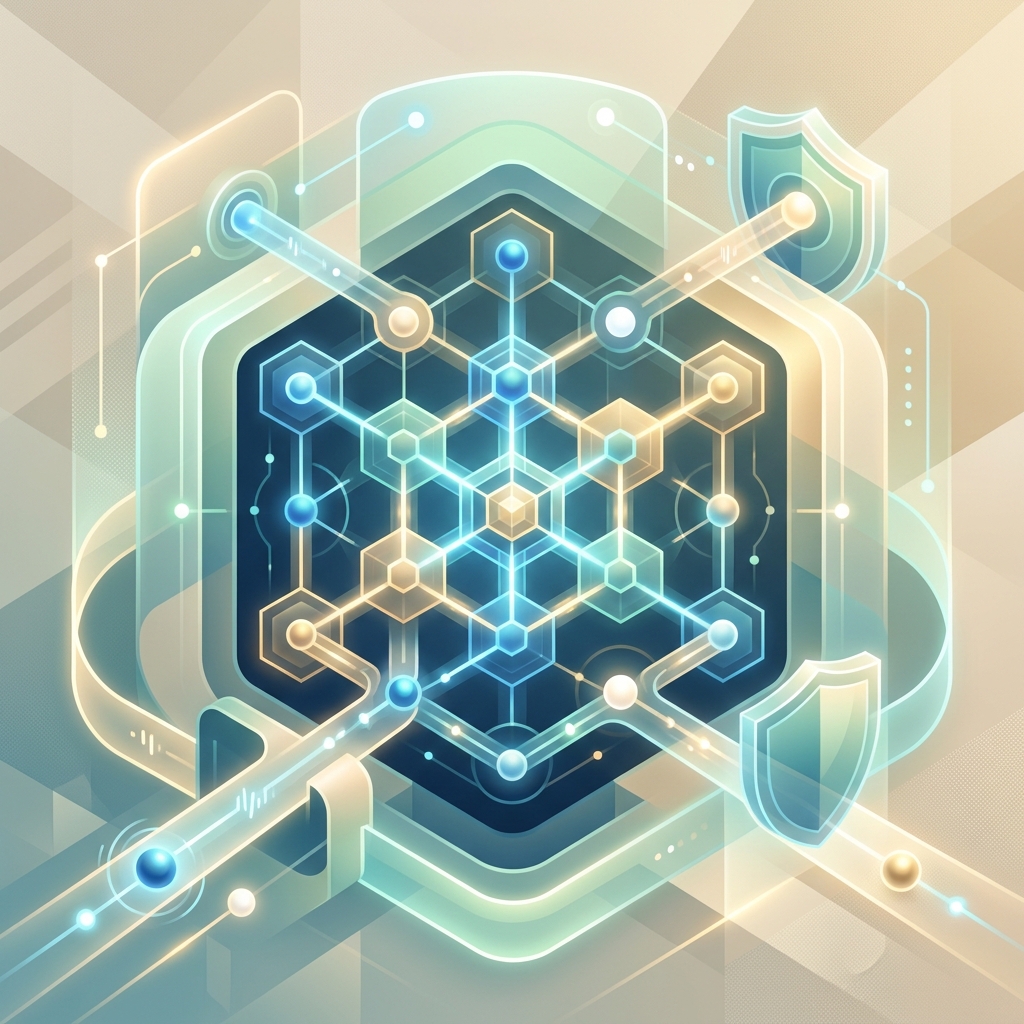 Abstract visualization of secure AI guardrails